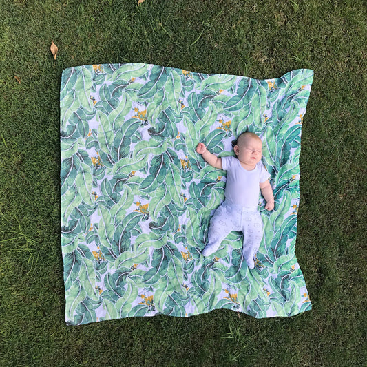 Tropical Palm Muslin Swaddle - Chuckles & Caz