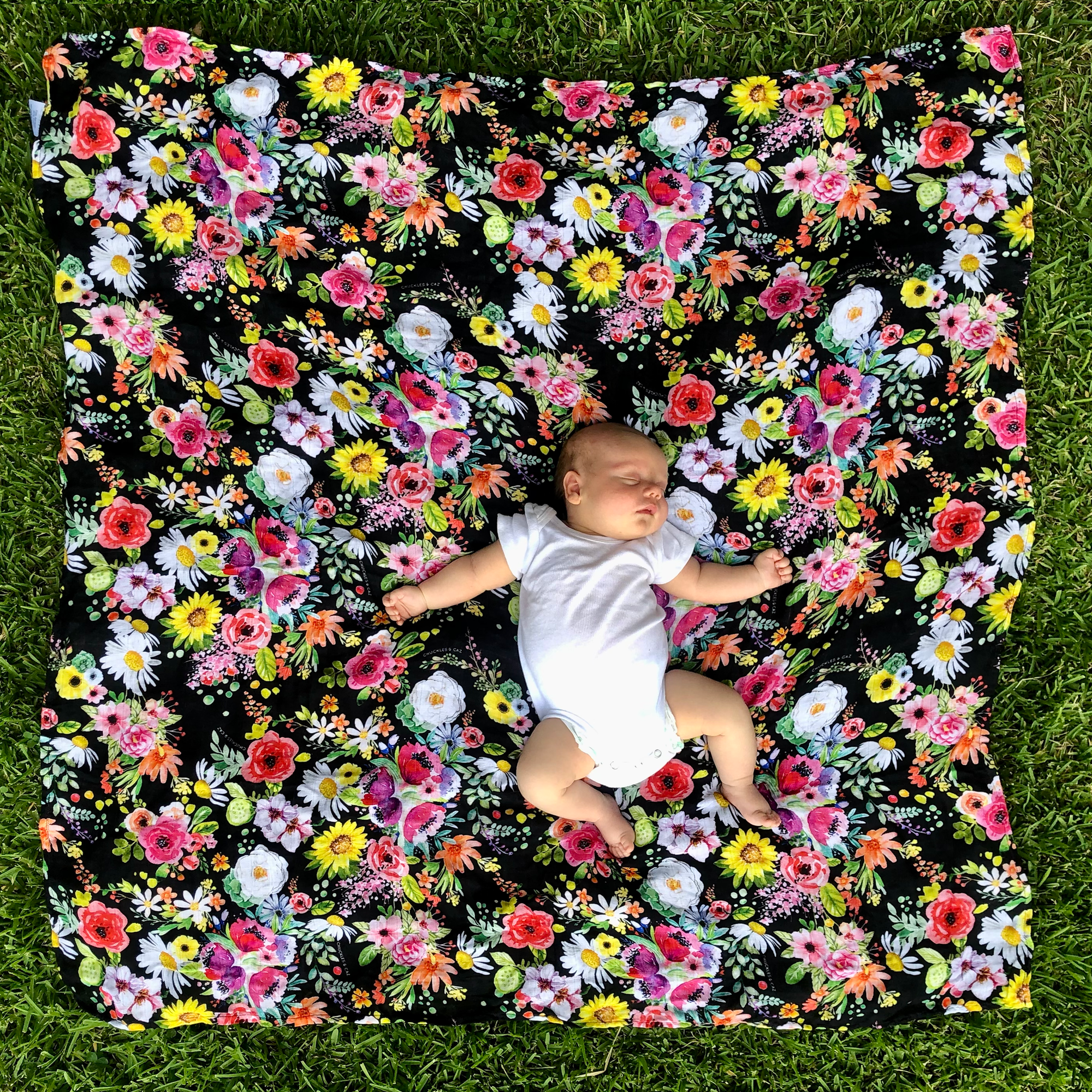 Black shop floral swaddle