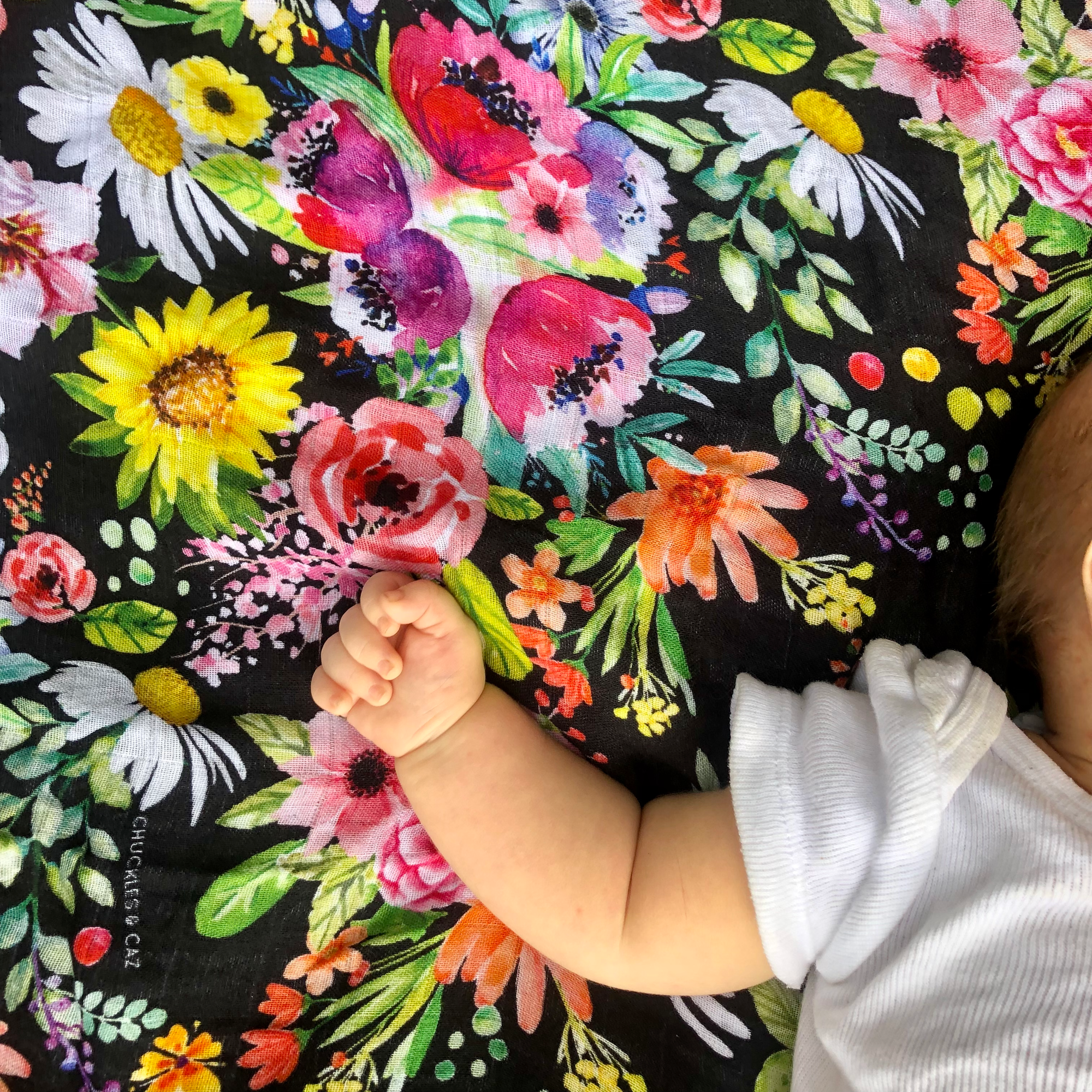 Black 2024 floral swaddle