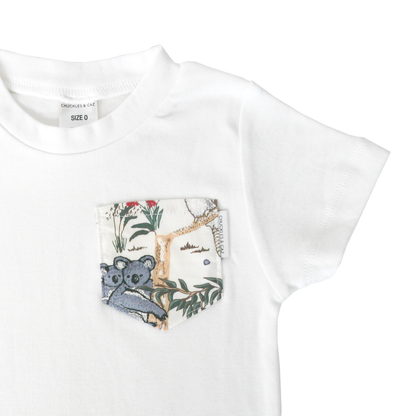 Australian Sketched Animals Print Pocket Tee & matching Dribble Bib - Gift Set - Chuckles & Caz