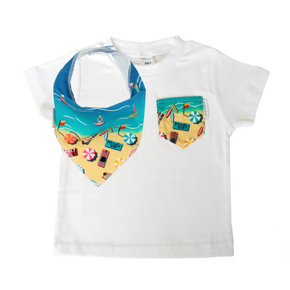 Manly Print Pocket Tee & matching Dribble Bib - Gift Set - Chuckles & Caz