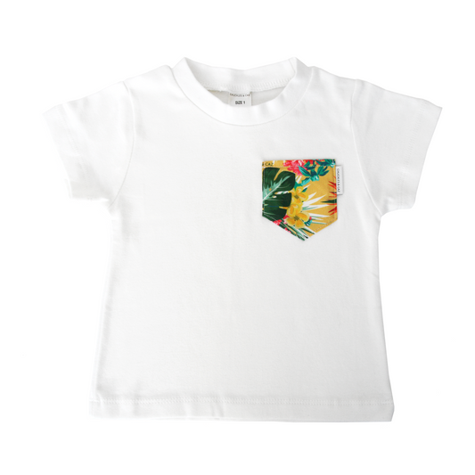 Yellow Hawaiian Print Pocket Tee - Chuckles & Caz