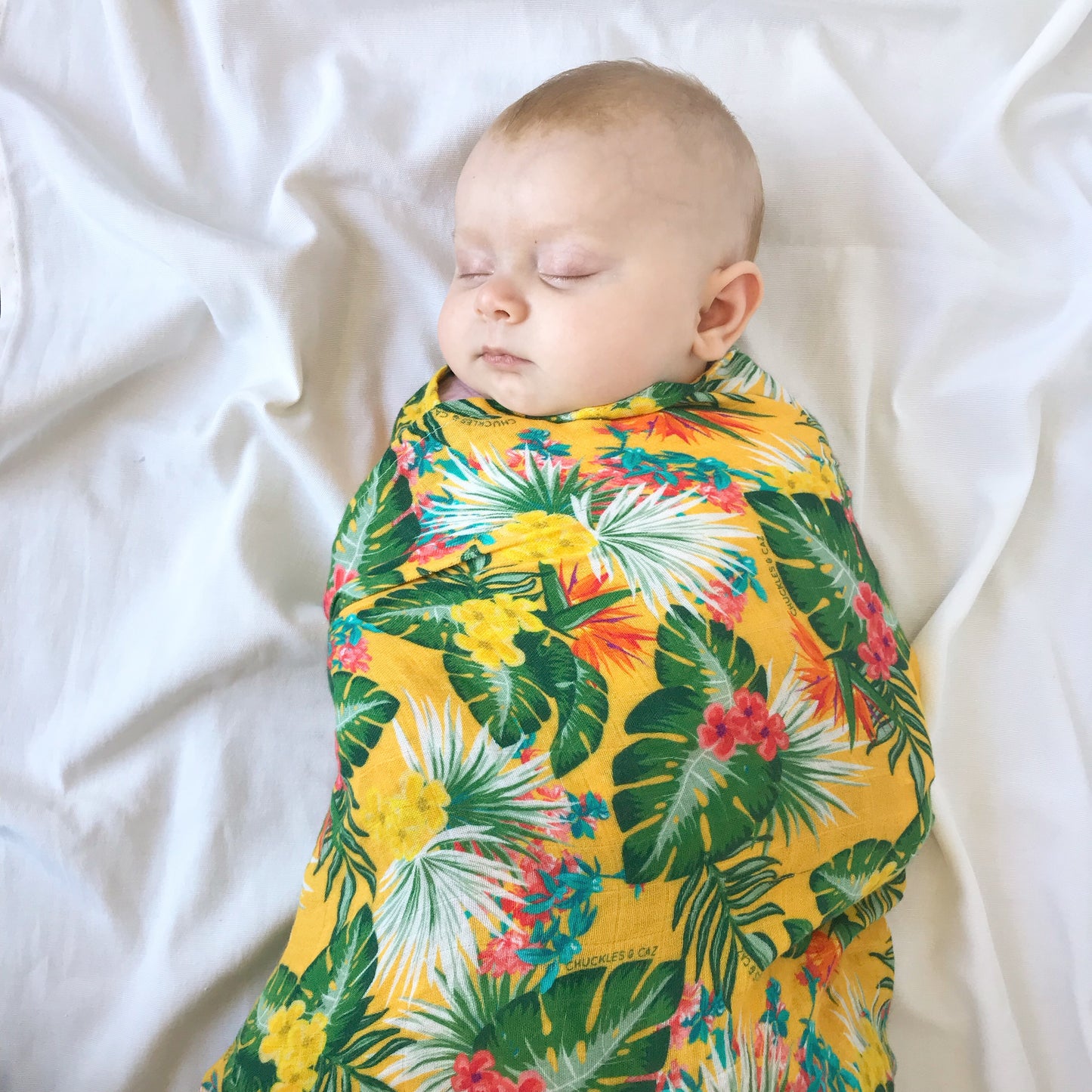 Yellow Hawaiian Muslin Swaddle - Chuckles & Caz